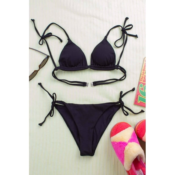 Ragstock Black Ribbed String Bikini Top