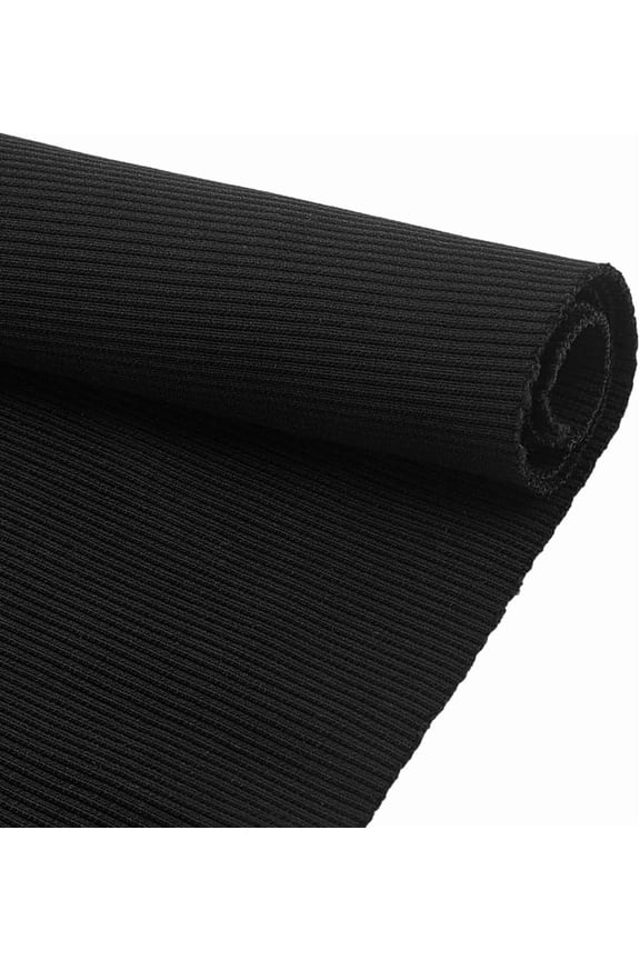 Black Ribbing Fabric for Cuffs Elastic Rib Knit Fabrics 46.5x21.8 Inch Stretchy Fabric Waistband Fabrics for Collar Trim Sewing Neckband Jacket Hoodies Clothing Accessories
