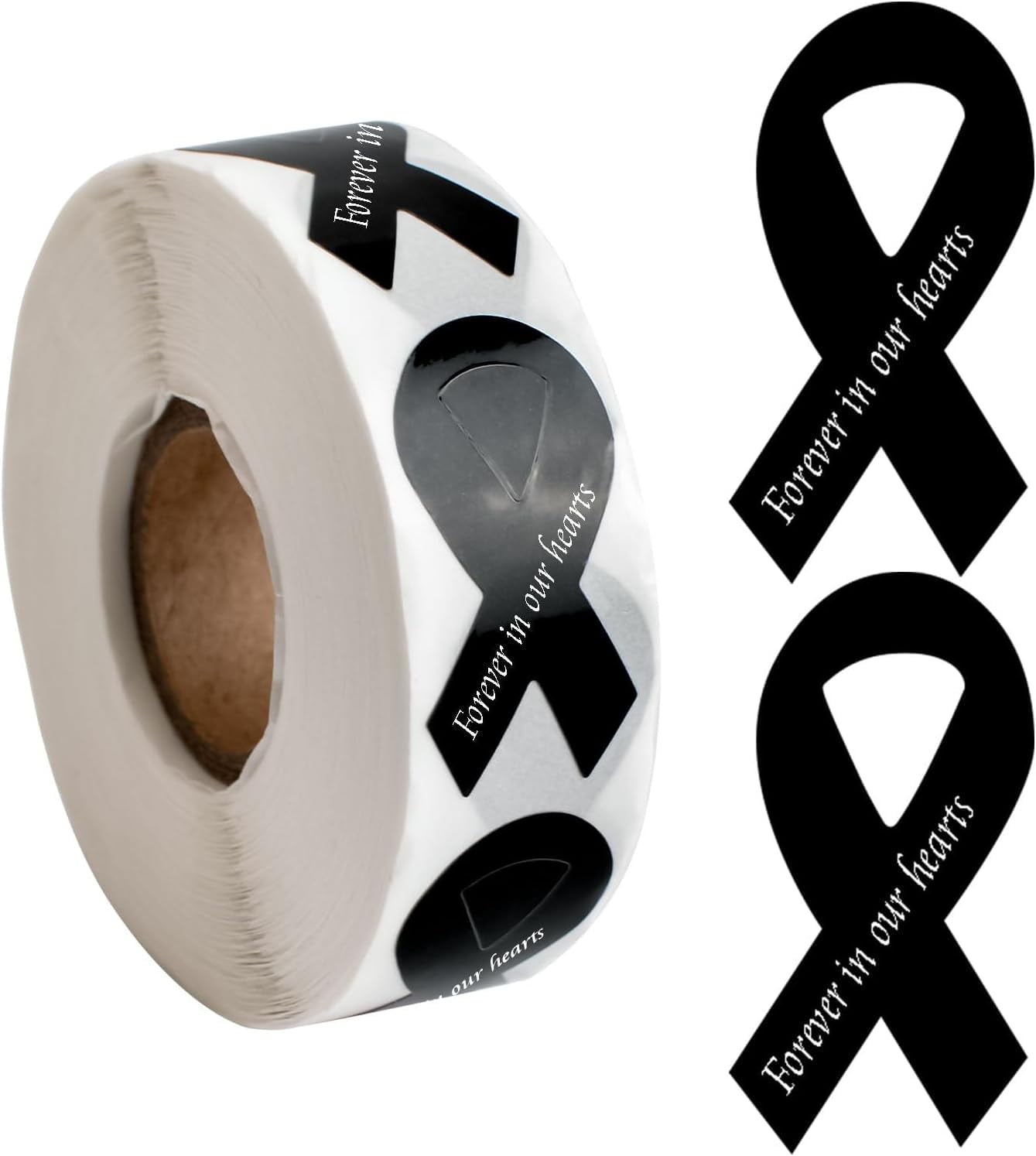 Black Ribbon Awareness Sticker, 500 PCS Ribbon-Shaped Stickers in ...