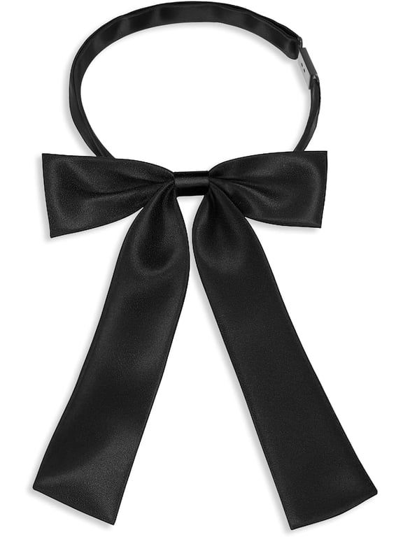 Black Ribbon Bow Tie Western Bow Ties for Men Women Adjustable Bolo Tie Brooch Pin Bow Tie Ribbon Solid Color Bowtie Pre Tied Neck Ties for School Uniform Shirt Party Wedding Cosplay