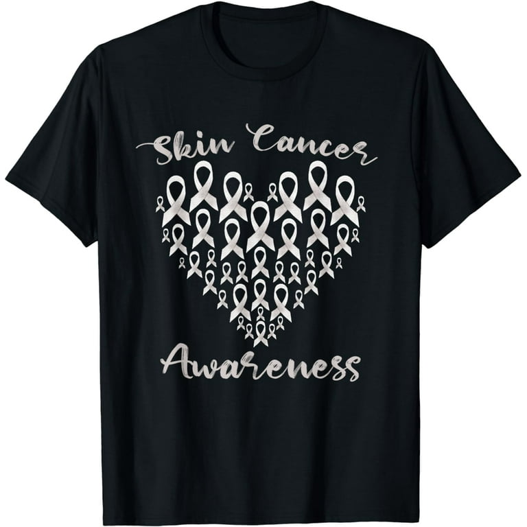 Heart Ribbon Melanoma Cancer Awareness T-Shirt Heart Ribbon Melanoma Cancer Awareness T-Shirt
