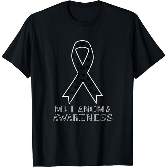 Black Ribbon Melanoma Fighter Skin Cancer Awareness T-Shirt