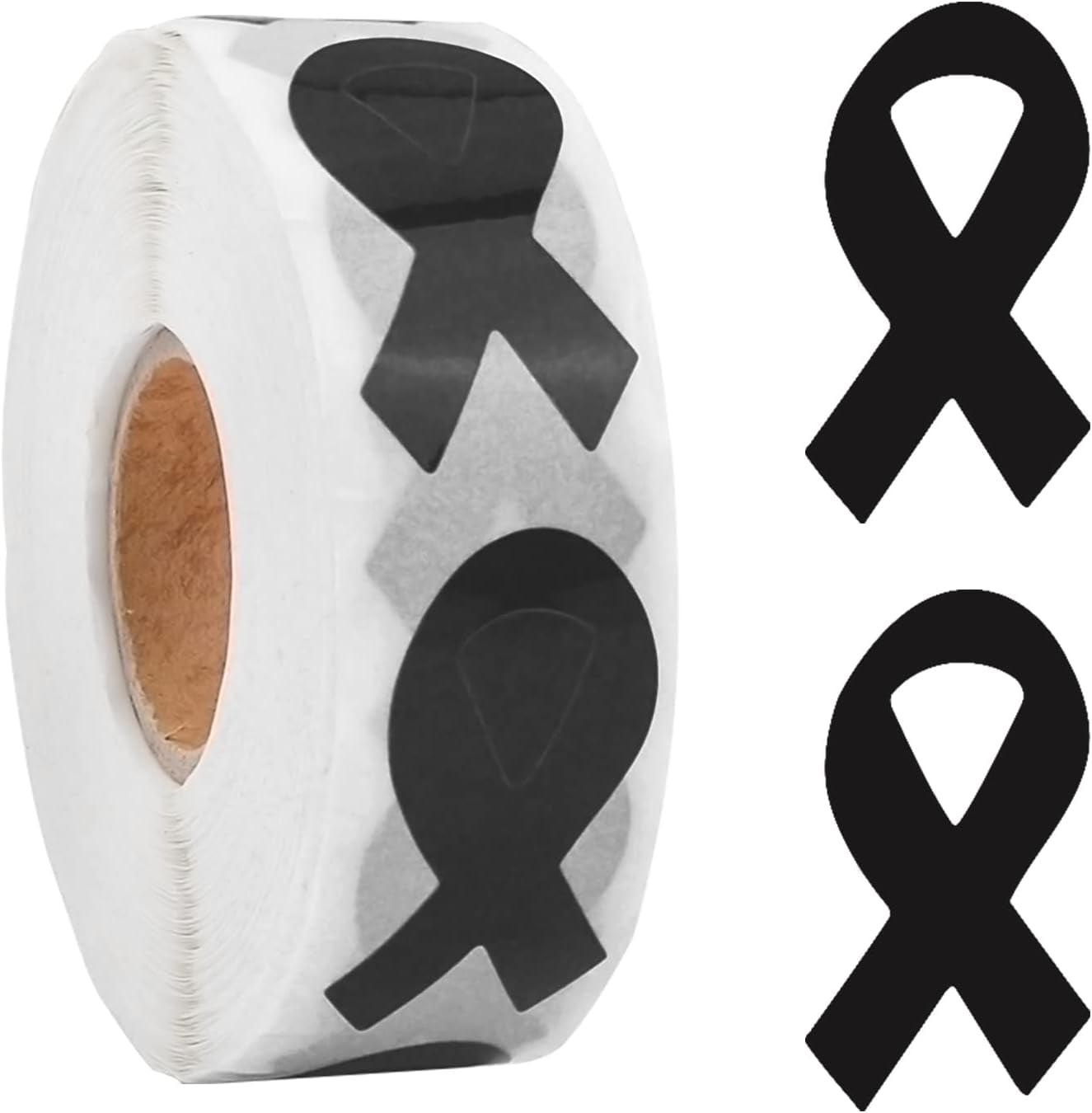 Black Ribbon Sticker, 500 Pcs Black Ribbon Awareness Stickers Labels ...