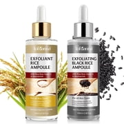 Black Rice Exfoliant Ampoule, Rice Face Exfoliant Serum, Exfoliating Dead Skin Cell Blackhead Remover, 2-PCS Set