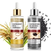 Black Rice Exfoliant Ampoule, Rice Face Exfoliant Serum, Exfoliating Dead Skin Cell Blackhead Remover, 2-PCS Set