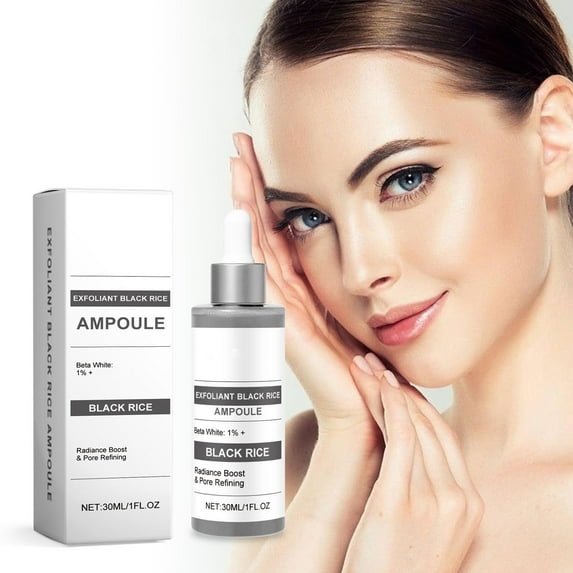 Black Rice Peeling, Black Rice Exfoliant, Premium Rice Ampoule Exfoliating Solution Face and Body Peeling Moisturizing for All Skin, Gentle Peel & Deep Hydration, 1.01 Fl Oz