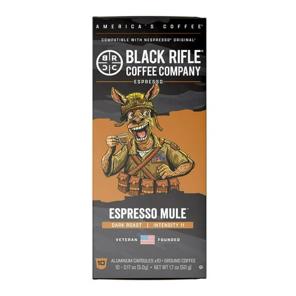 Black Rifle Coffee Company Espresso Mule Dark Roast Espresso Capsule Pods, 10 Ct