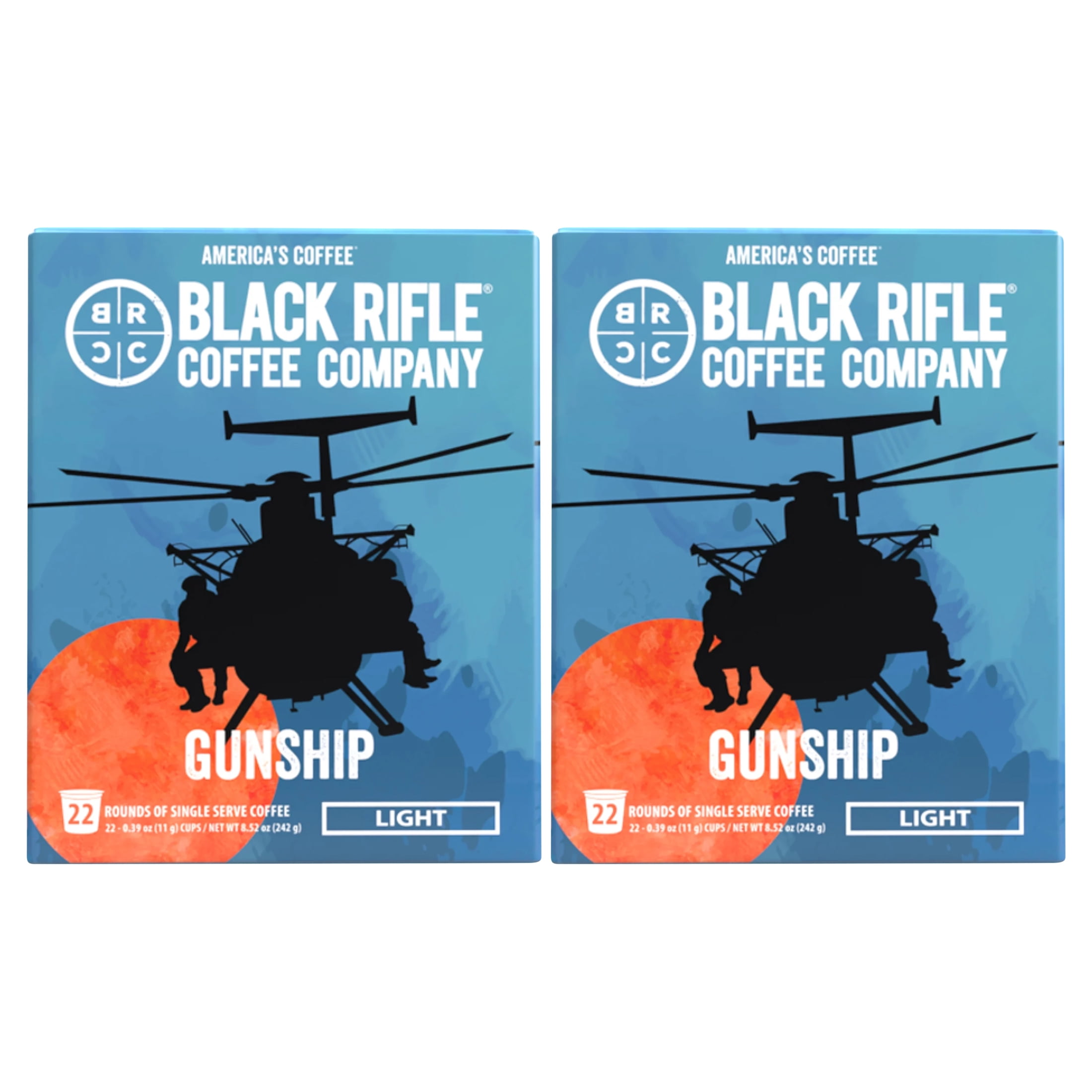(2 pack) Black Rifle Coffee Company Gunship KCup Pods, Light Roast, 22