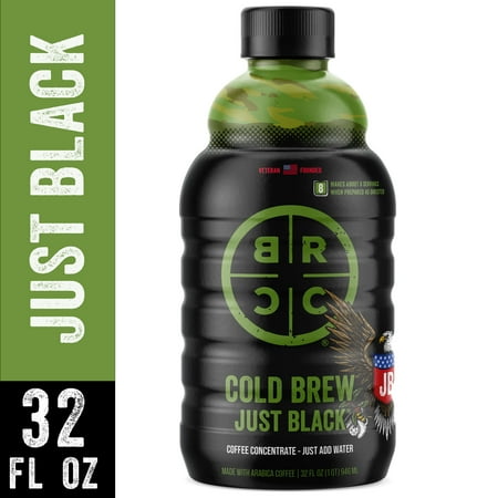 Black Rifle Coffee Company Just Black Cold Brew Iced Coffee Concentrate Drink for Instant Energy, 32 oz