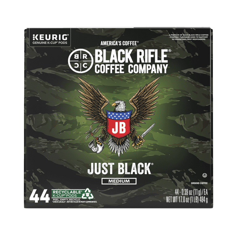Black Rifle Coffee Company Just Black Medium Roast K-Cups Pods, 44
