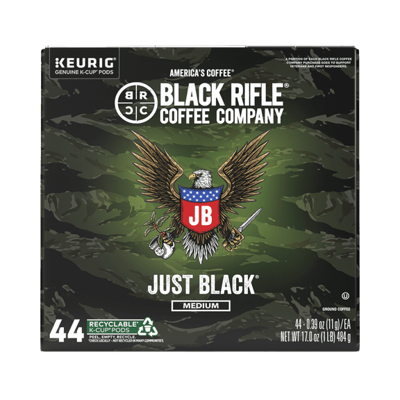 Black Rifle Coffee Company Just Black K Cups Pods, Medium Roast, 44 Ct