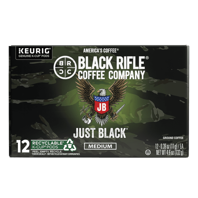 Black Rifle Coffee Company Just Black Keurig K-Cup Pods, Medium Roast, 12 Ct