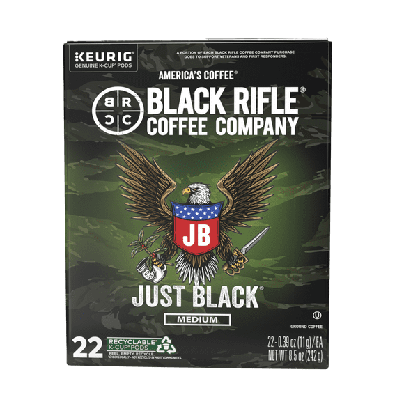 Black Rifle Coffee Company Just Black Keurig K-Cup Pods, Medium Roast, 22 Ct