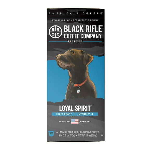 Black Rifle Coffee Company Loyal Spirit Light Roast Espresso Capsule Pods, 10 Ct