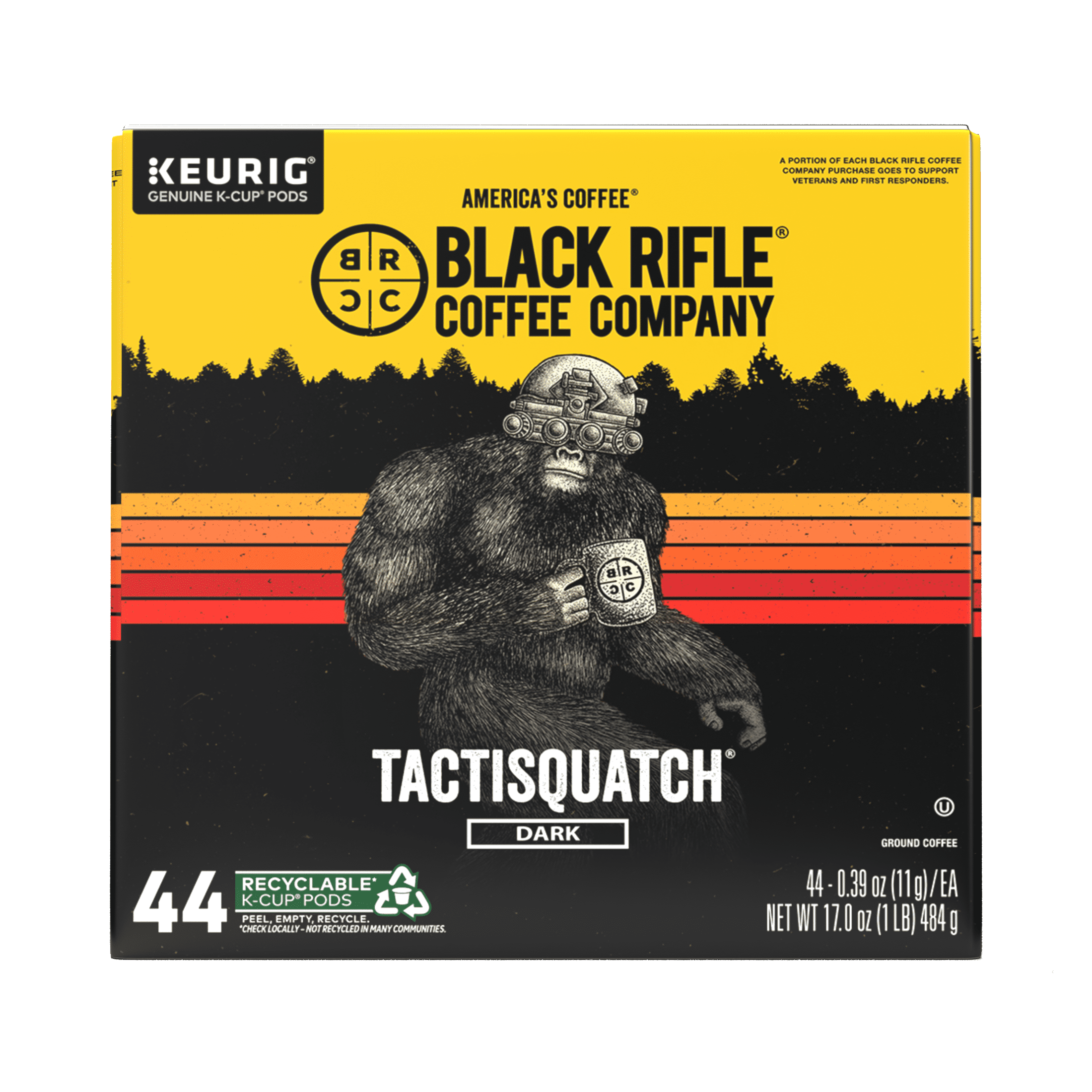 Black Rifle Coffee Company Tactisquatch K Cups Pods, Dark Roast, 44 Ct