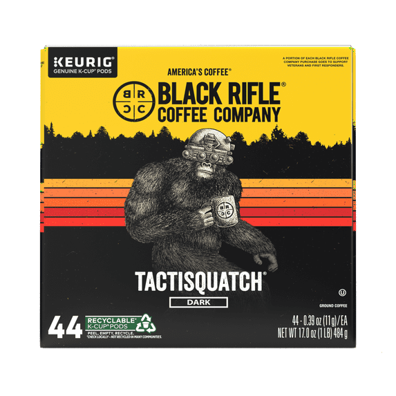 Black Rifle Coffee Company Tactisquatch K Cups Pods, Dark Roast, 44 Ct