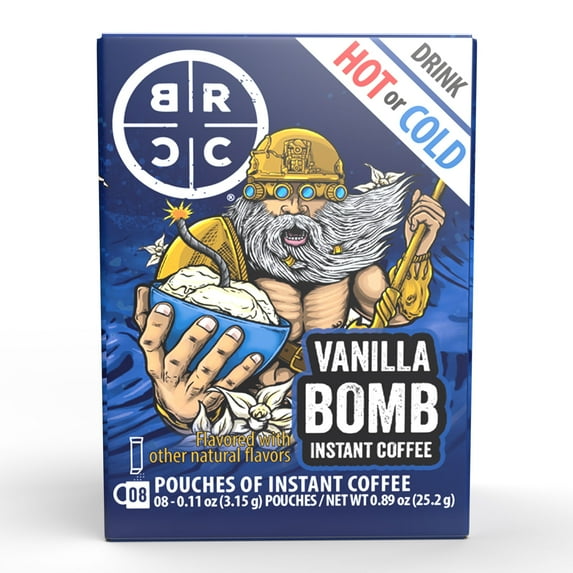 Black Rifle Coffee Company Vanilla Bomb Instant Coffee Caffeine Packets for Hot or Iced, Medium Roast, 8 Ct Singles