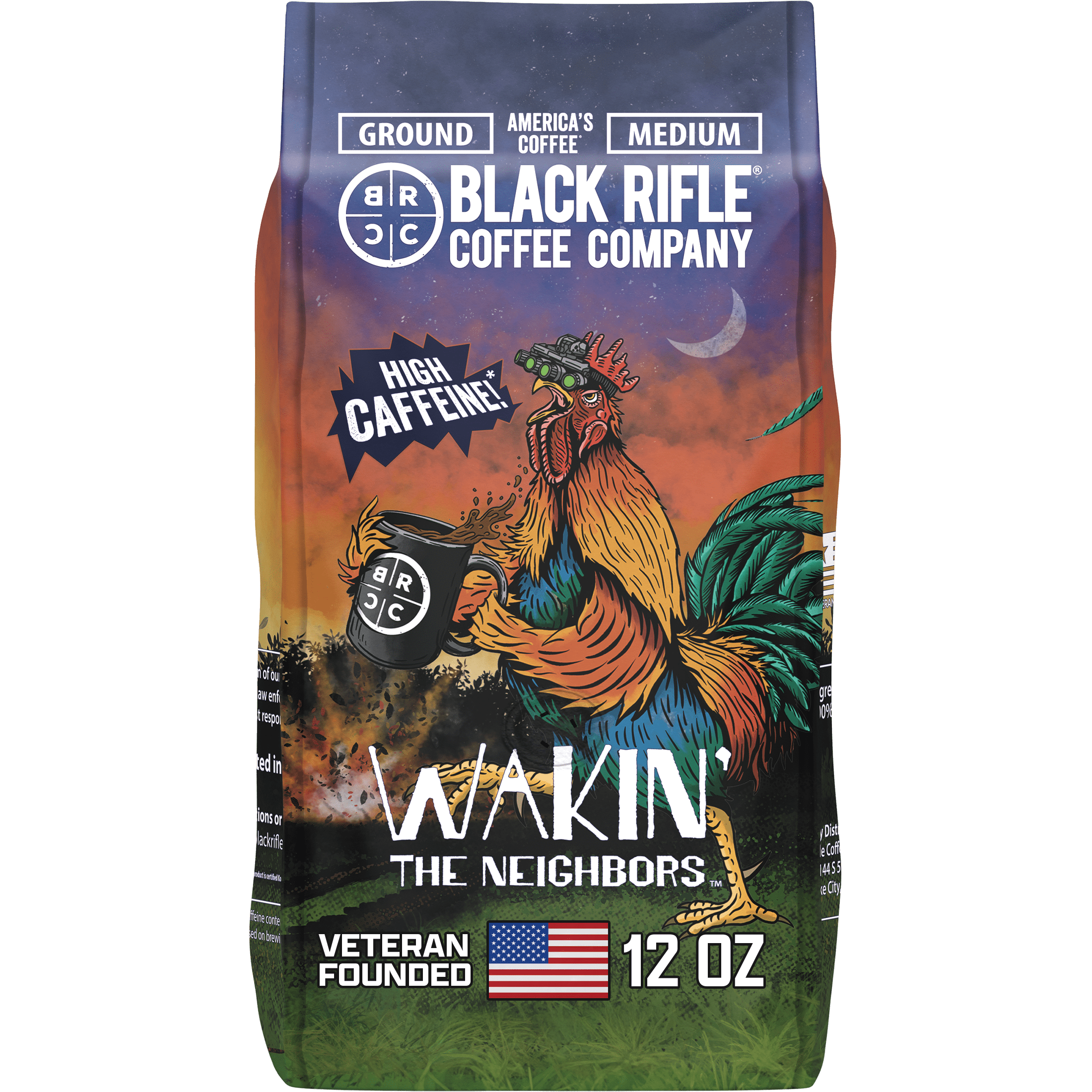 Black Rifle Coffee Company Wakin the Neighbors Extra High Caffeine, Medium Roast, Ground Coffee, 12 oz