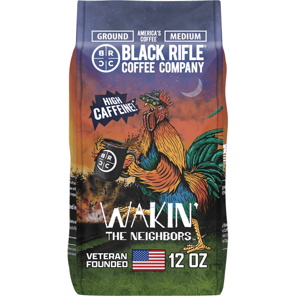 Black Rifle Coffee Company Wakin the Neighbors Extra High Caffeine, Medium Roast, Ground Coffee, 12 oz