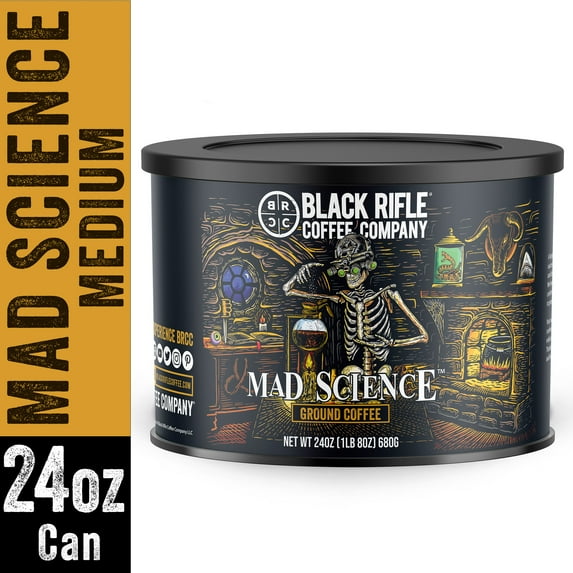 Black Rifle Coffee Mad Science, Medium Roast, Ground Coffee, 24 oz Canister