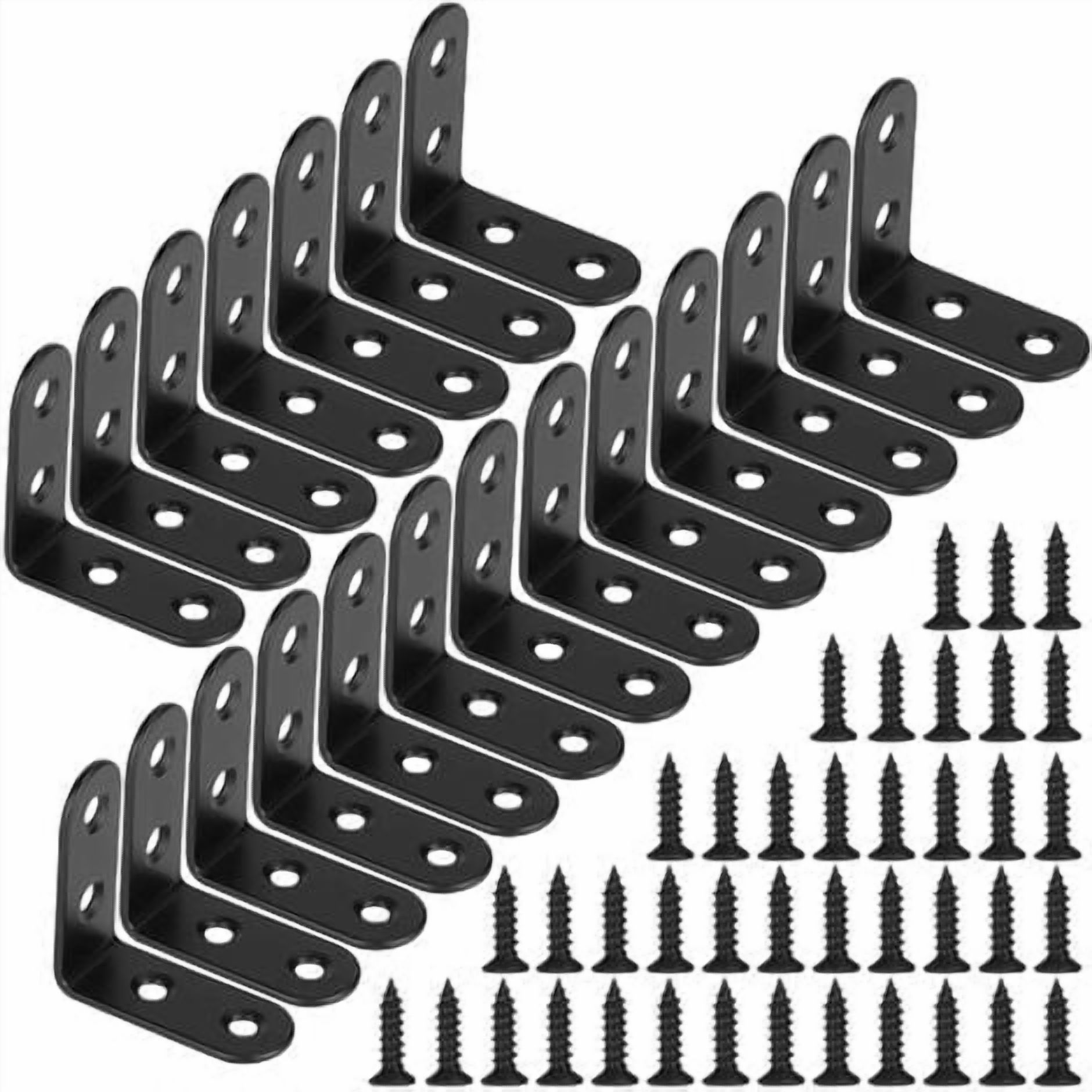 Black Right Angle Bracket L Shaped Metal Corner Braces with Screws for