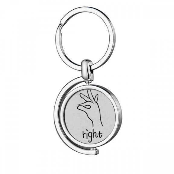 Black Right Personalized Gesture Pattern Rotating Keychain Metal Keyring Holder