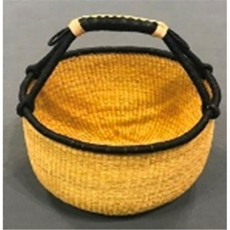 Black Rim Round Market Basket, Natural