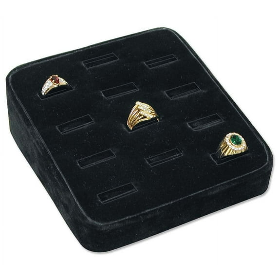 Black Ring Jewelry Display Tray - 12 Rings