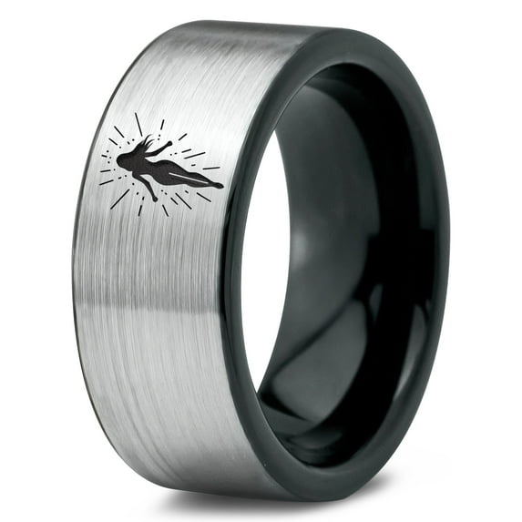 Black Rings Women Tungsten Graduation Gamer Engagement Gifts for Couple Mother Daughter Gift Him