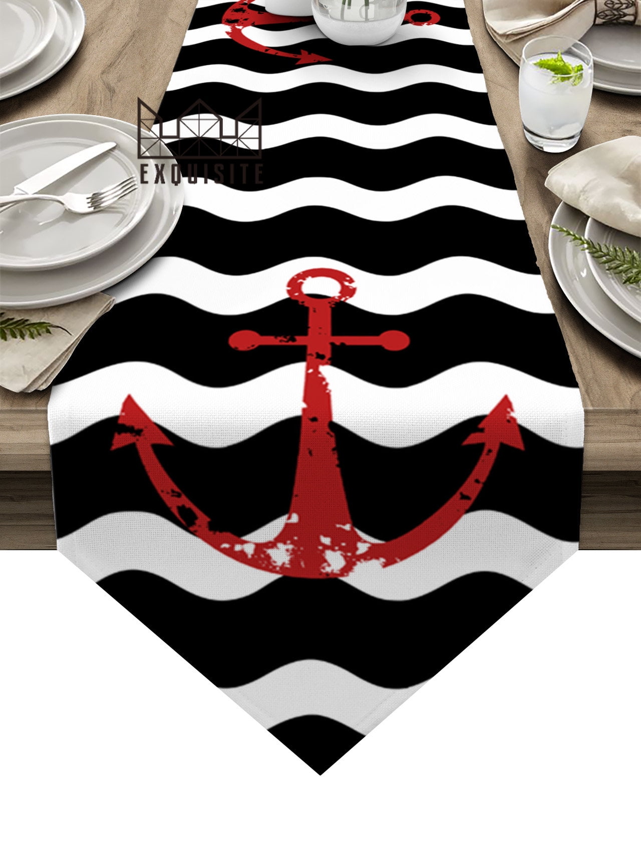 Black Ripple Red Anchor Coffee Table r Tablecloth Wedding ration ...
