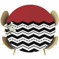 thumbnail image 1 of Black Ripple Round Fitted Table Cover Black Striped Simple Red Geometric Abstract Waterproof Table Cloth with Elastic Edge Wipeable Tablecloth for Picnic Camping Party Fits 36"-44" Diameter, 1 of 8