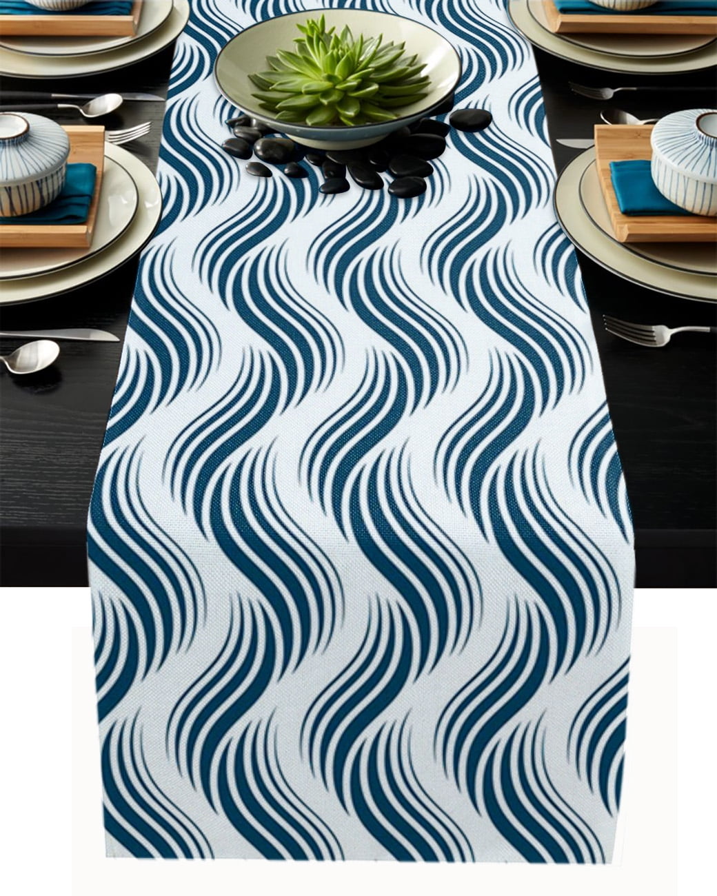 Black Ripple Stripes Waves Dinning Table ration Coffee Table r Wedding ...