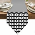 thumbnail image 1 of Black Ripple Table Runner 48 Inches Long Black Striped Simple Grey Geometric Abstract Table Runners for Dining Room Tabletop Dresser Scarf Home Party Banquet Wedding Holiday Decoration, 1 of 9