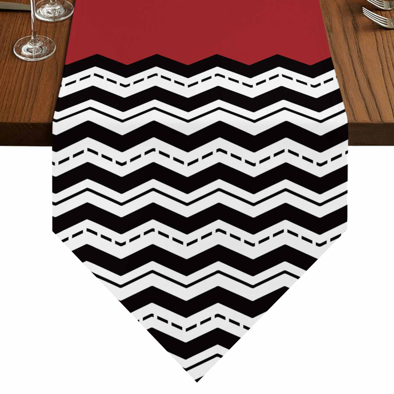 Black Ripple Table Runner for Dining Room, Black Striped Simple Cotton ...