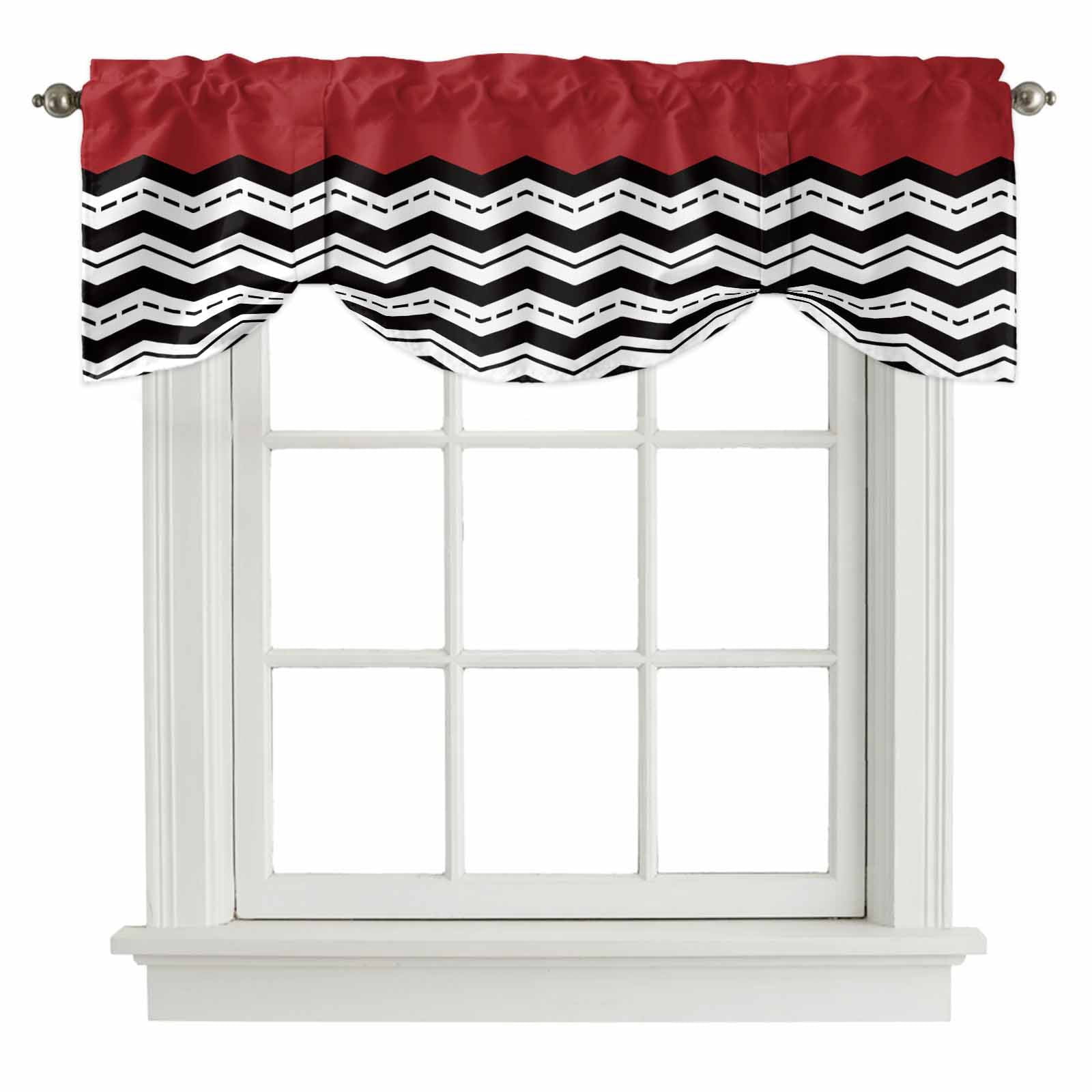 Black Ripple Tie Up Valance Curtains Black Striped Simple Adjustable ...