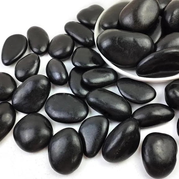 Black River Rocks, Polished Pebbles for Plants, Vase Filler, Aquarium, Landscaping, Indoor/Outdoor Decor