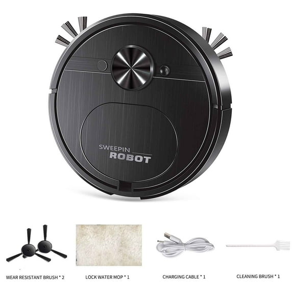 Black Robot Vacuum Cleaner Three In One For Scrubbing Hair Removal And Pet Hair