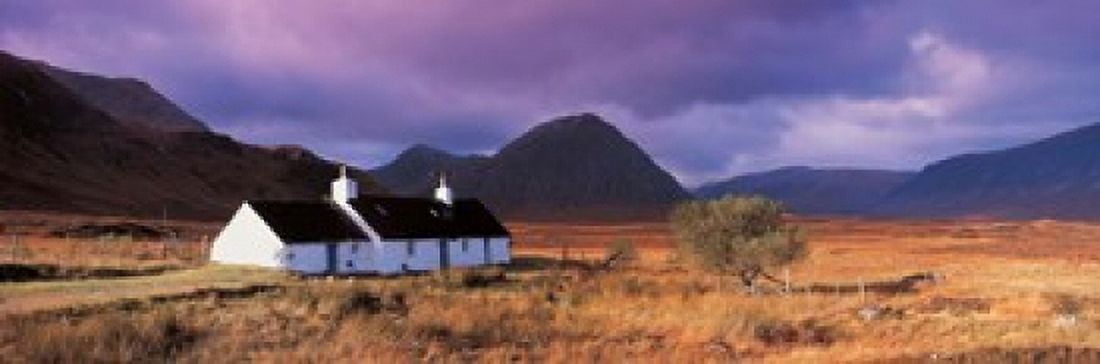 Black Rock Cottage White Corries Glencoe Scotland Canvas Art - Panoramic Images (18 x 6)