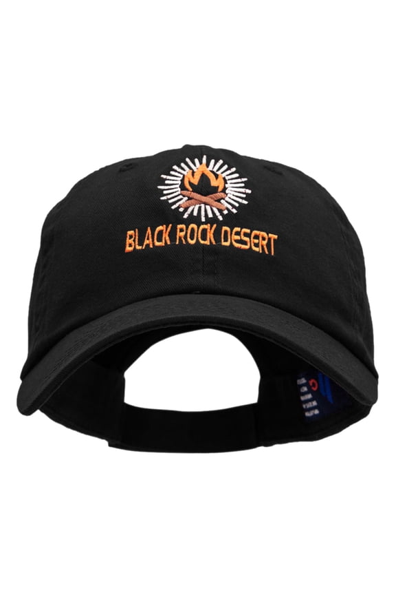 Black Rock Flame Embroidered Unstructured Cotton Twill Cap - Black OSFM