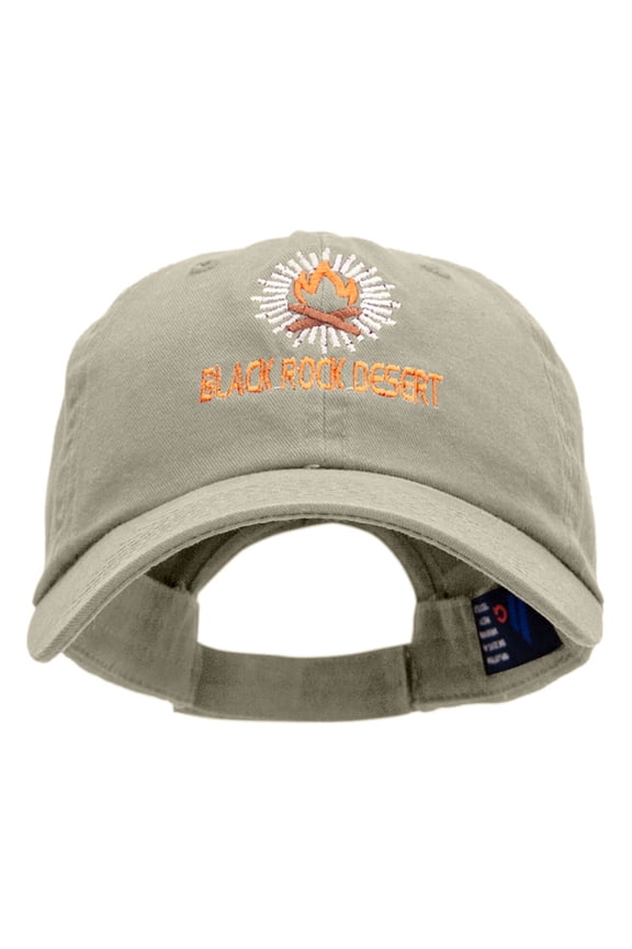 Black Rock Flame Embroidered Unstructured Cotton Twill Cap - Putty OSFM