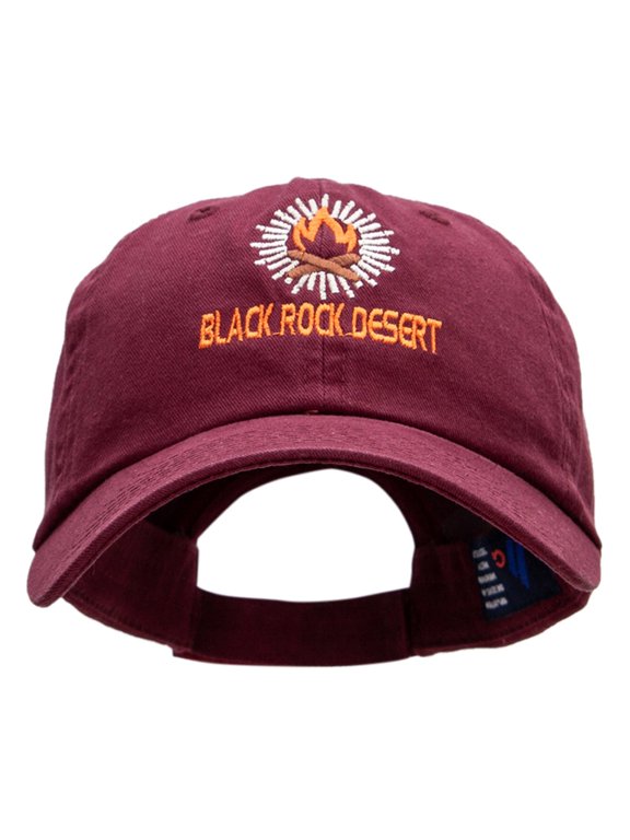Black Rock Flame Embroidered Unstructured Cotton Twill Cap - Wine OSFM