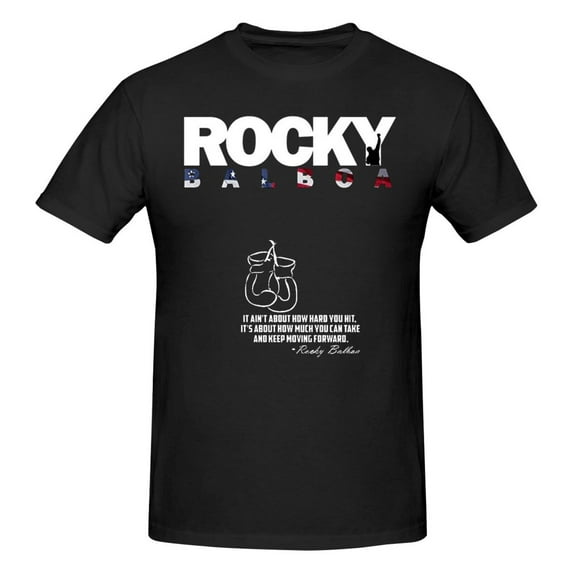 Black Rocky Balboa Men's Short Shirt 3D Printed Sleeve Fashion T Shirt Round Neck Gift Tee
