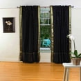 thumbnail image 1 of Black Rod Pocket  Sheer Sari Curtain / Drape / Panel   - 80W x 84L - Pair, 1 of 4