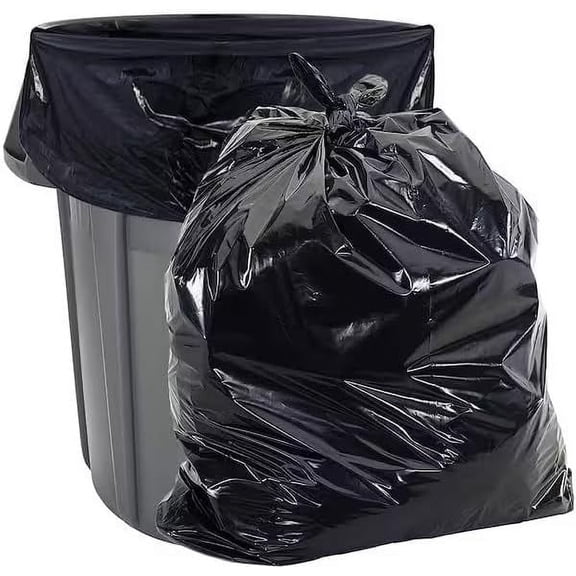 EcoQuality 60 Gallon Black Plastic Trash Bags, 1.3 Mil Heavy Duty, 10 Pack