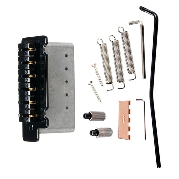 Black Roller Ball Tremolo Bridge with Mounting Springs and Hardware Metal Texture for 6 String Electric Guitar Upgrades