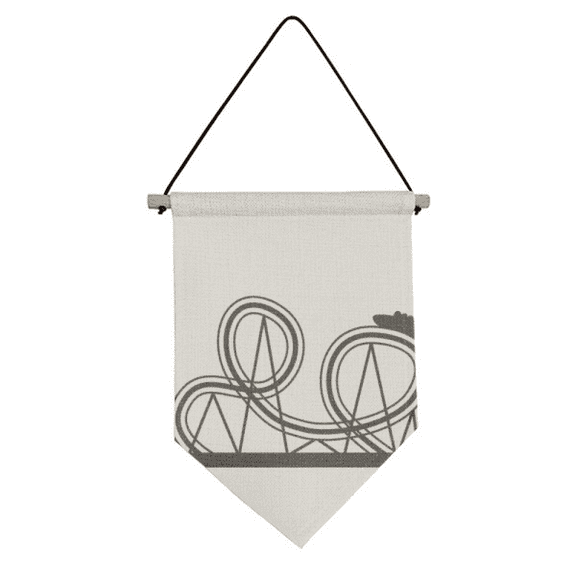 Black Roller Coaster Amusement Park Outline Canvas Flag Hanging Wall Art Decor Banner