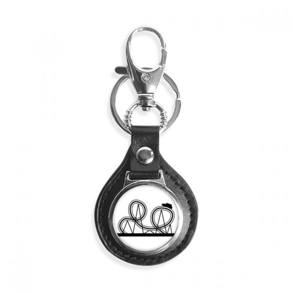 Black Roller Coaster Amusement Park Outline Key Link Chain Ring Keyholder Finder Hook Metal