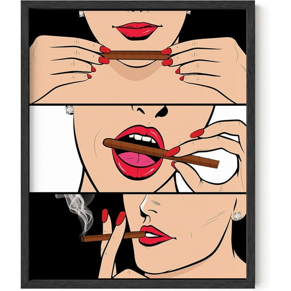 Black Roller Smoker Wall Art Print by Haus and Hues | Pop Art Prints, Dorm Room Decor, Retro, Vintage Themed Home, Office, Apartment, Wall Decor | Unframed Poster Wall Decoration (Black, 16x20)