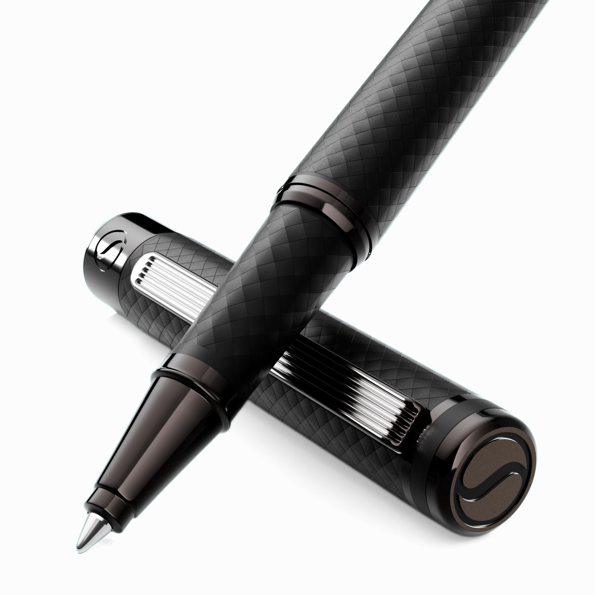 All Black Rollerball Pen - Stunning Luxury Metal Matt  Schmidt Ink Refill Roller Ball Gift Set For Men & Women Professional Executive Office Nice Pens