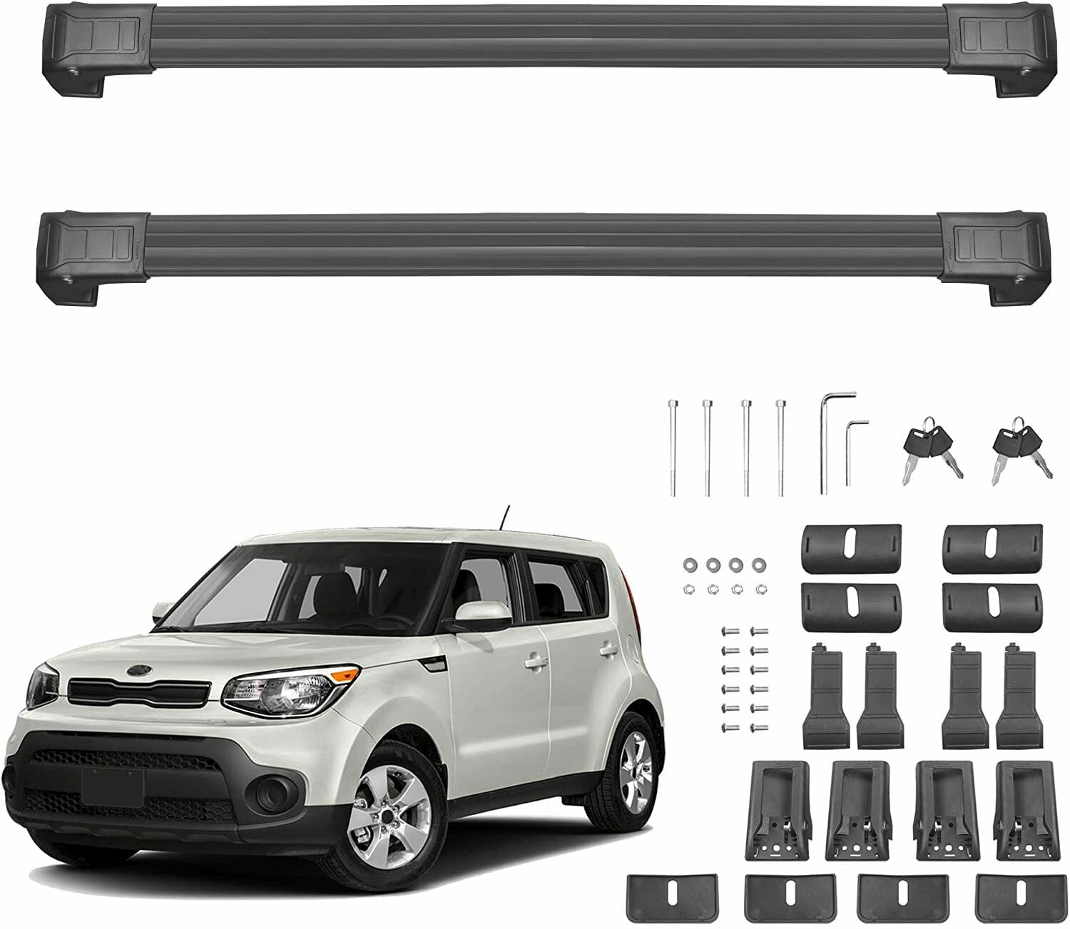 Black Roof Rack Cross Bars Top Cargo Carrier for 2014 2019 Kia Soul w o Roof Rails